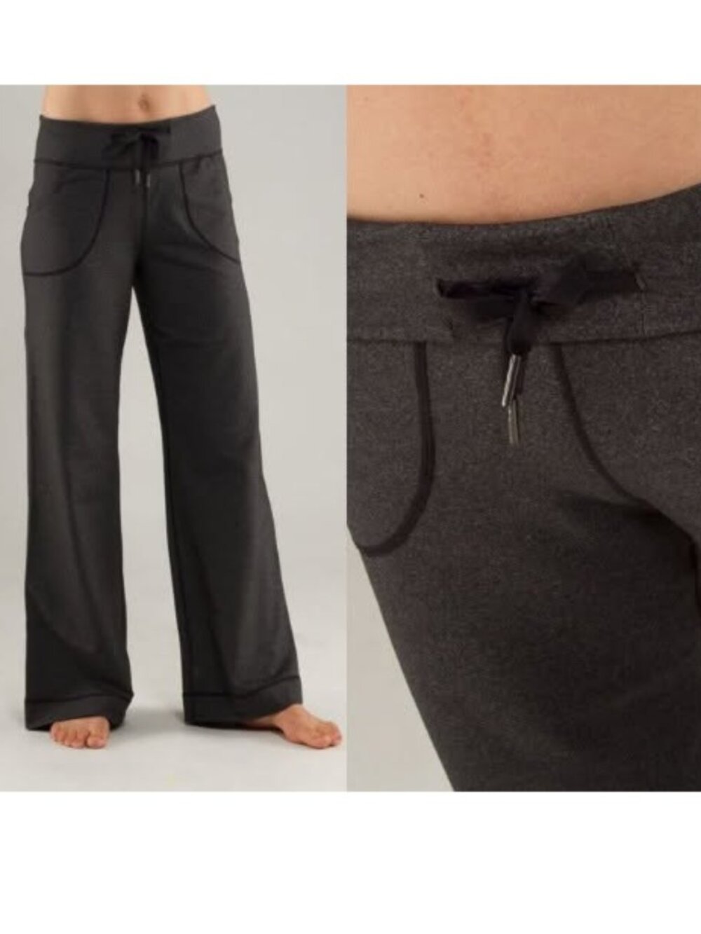 Lululemon Sz 2 Still Pants Wide Leg Boot Cut Heathered Black Excellent!